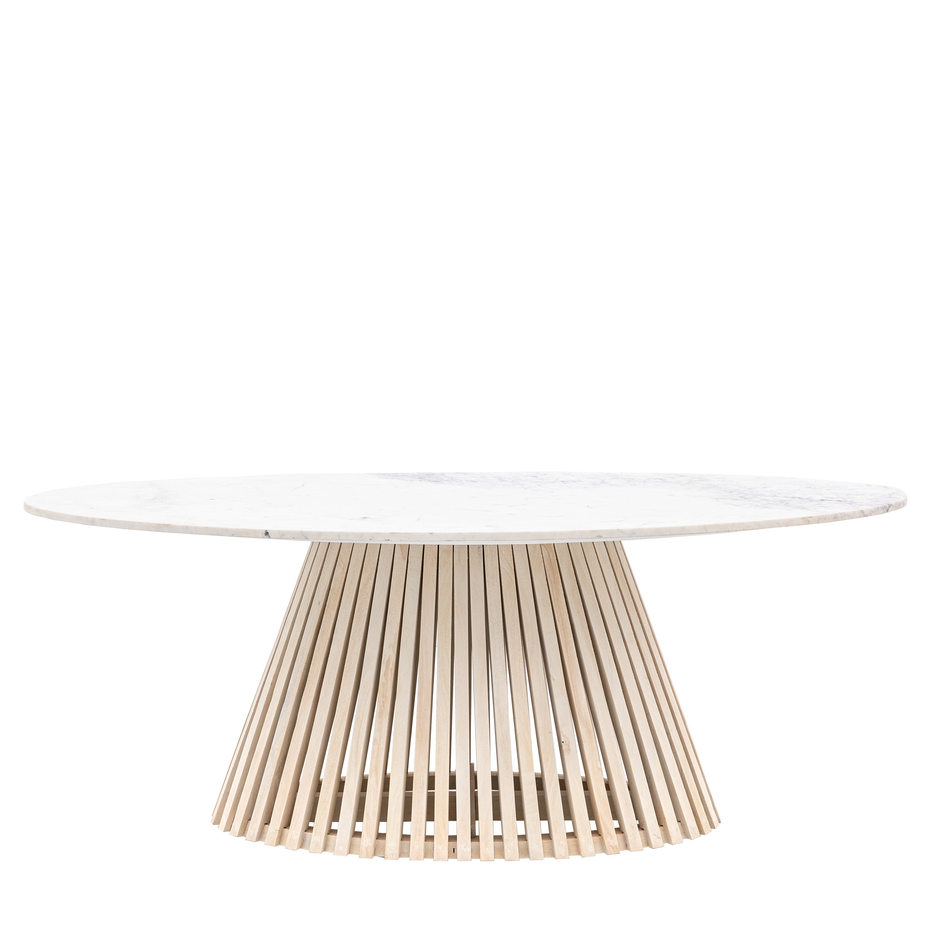 Ardeo Mango Wood & White Marble Oval Dining Table | 6 Seater